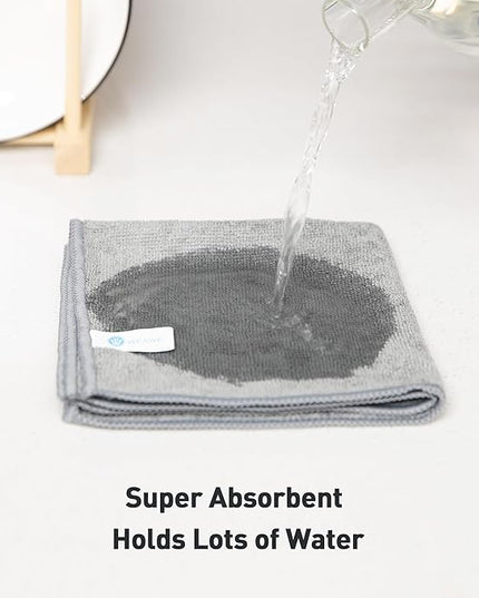 Gray Microfiber Cleaning Cloth 13"x13", Ultra Soft Absorbent Microfiber Cleaning Rags for Housekeeping Cleaning Supplies, Lint Free Reusable Cleaning Cloths for House Washable, Pack of 12