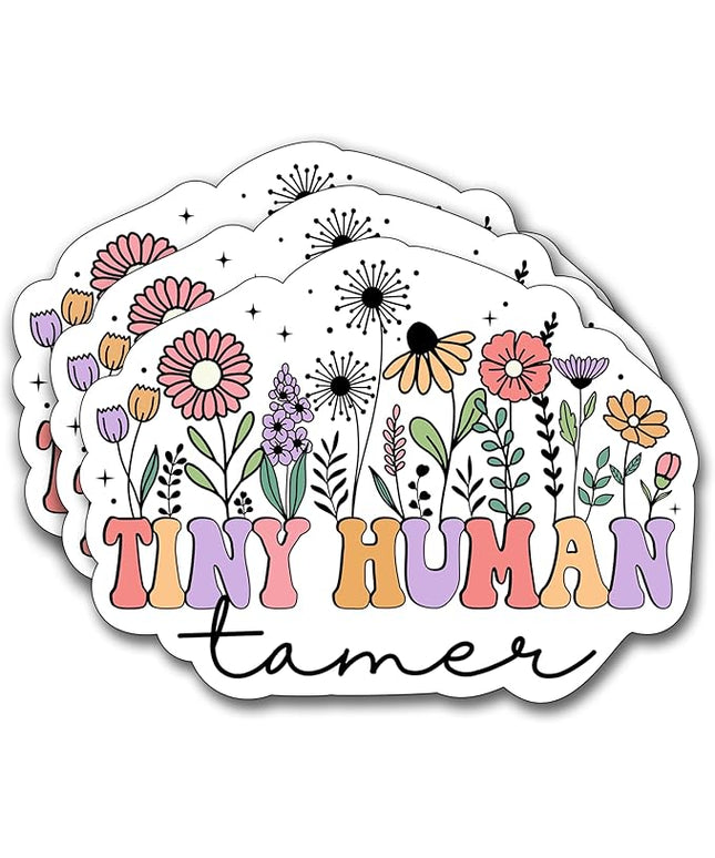 (3Pcs) Tiny Human Tamer Sticker, Teacher Decorate Books Laptop Phone, Water Bottles Kindles Stickers, Tumbler Sticker Waterproof Vinyl Decorate Sticker 3" Inch