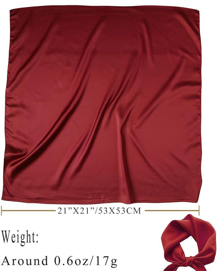 100% Mulberry Silk Scarf for Women Hair Lightweight Square Neckerchief Wrap For Head Scarves 21"