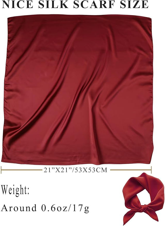 100% Mulberry Silk Scarf for Women Hair Lightweight Square Neckerchief Wrap For Head Scarves 21"