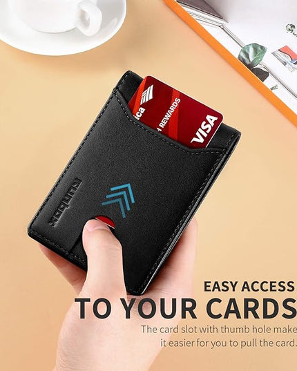 RUNBOX Wallet for Men Slim 11 Credit Card Holder Slots Leather RFID Blocking Small Thin Men's Wallet Bifold Minimalist Front Pocket Large Capacity Gift Box