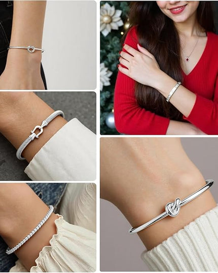 18 K Gold Plated Love Bangle Bracelet Stack Cuff Jewelry for Women Jewelry Set for Women Gift with Box
