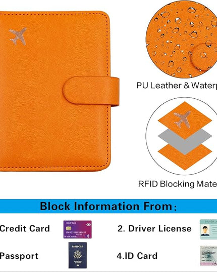 Melsbrinna Premium Leather Passport Holder Covers Case, Waterproof Rfid Blocking Travel Wallet Passport Holder with Pen Holder, Cute Passport Book for Women/Men