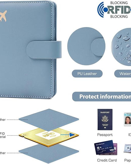 Melsbrinna Premium Leather Passport Holder Covers Case, Waterproof Rfid Blocking Travel Wallet Passport Holder with Pen Holder, Cute Passport Book for Women/Men