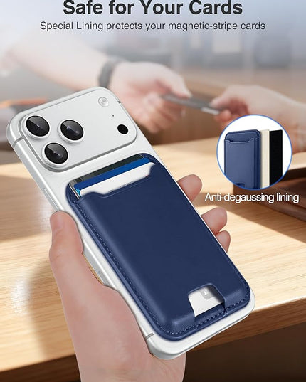 TopMade for Magsafe Wallet, Strongest Magnetic Card Holder for iPhone 17, iPhone 16/15/14/13/12 Series, Leather Magnetic Phone Wallet with Powerful Magnet, RFID Blocking, Fit 4 Cards, Dark Blue