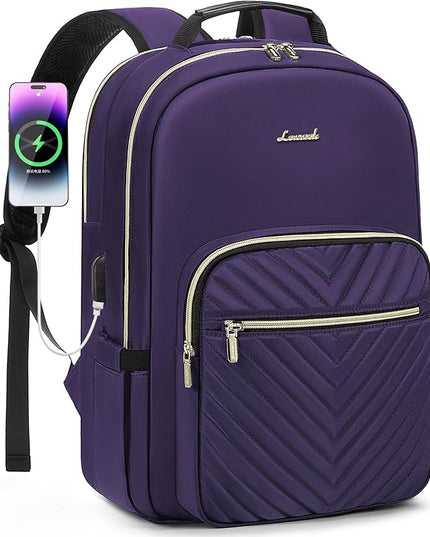LOVEVOOK Laptop Backpack for Women 17.3 inch,Cute Women Travel Backpack Purse,Professional Laptop Computer Bag,Waterproof Work Business College Teacher Bag Carry on Backpack with USB Port,Royal Purple