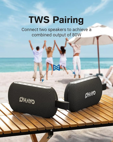 OHAYO 40W Wireless Portable Bluetooth Speaker with Lights, IPX7 Waterproof, Stereo Loud Sound, RGB Lights,TWS Pairing, AUX&TF-Card in, for Home/Party/Travel/Outdoor/Beach