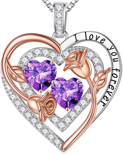 Iefil Christmas Gifts for Women - Sterling Silver Birthstone Necklace Anniversary Birthday Gifts for Her Wife Mom Daughter