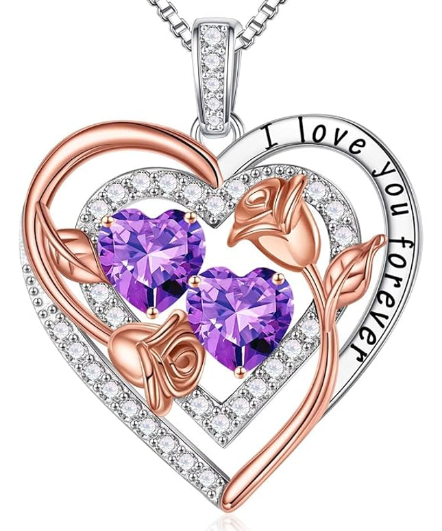 Iefil Christmas Gifts for Women - Sterling Silver Birthstone Necklace Anniversary Birthday Gifts for Her Wife Mom Daughter