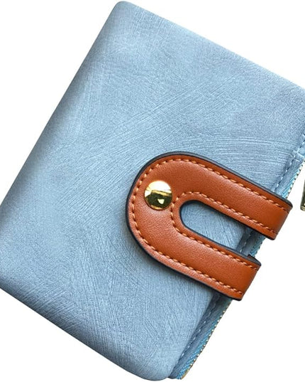 AOXONEL Women's Rfid Small Bifold Leather Wallet Ladies Mini Zipper Coin Purse id card Pocket,Slim Compact Thin