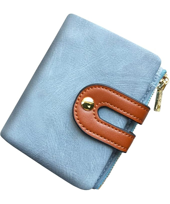 AOXONEL Women's Rfid Small Bifold Leather Wallet Ladies Mini Zipper Coin Purse id card Pocket,Slim Compact Thin