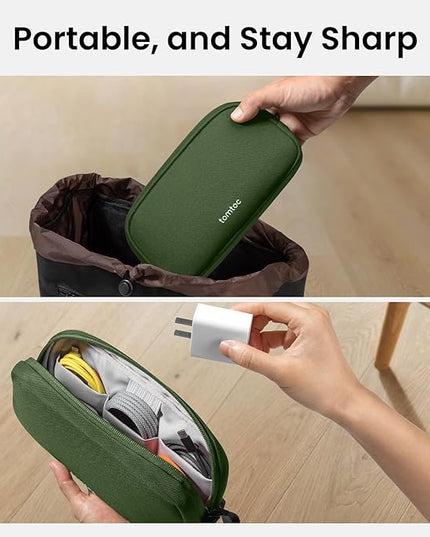 tomtoc Electronics Organizer Travel Case, Water Resistant Travel Bag Cable Organizer for Essentials, Tech Pouch Accessories Carry Storage for Cord, Phone, Cables, Airpods, USB Flash Drive, Daily Items