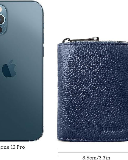Linno RFID 20 Slots Credit Card Holder Genuine Leather Small Wallet for Women or Men with Zipper