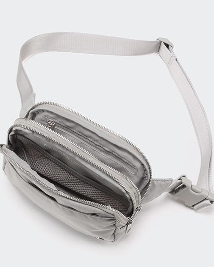 Pander Everywhere Belt Bag for Women, 5 Zipper Pockets Nylon Crossbody Fanny Pack Purse (Seal Grey)