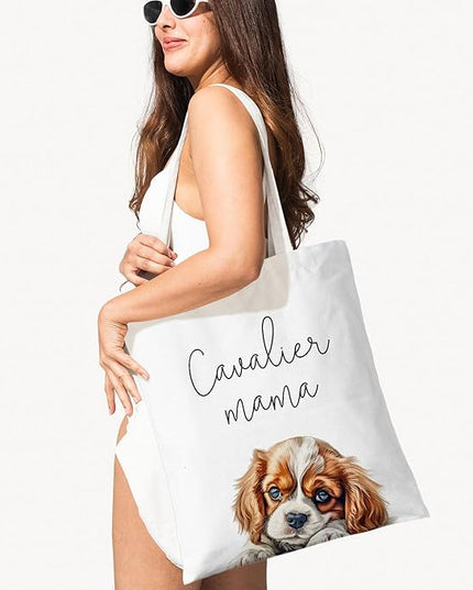 Dog Mama Canvas Tote Bag for Women, Dogs Lover Gift for Dog Mom, Birthday Christmas Cute Rottweiler Gifts For Women.