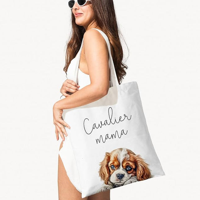 Dog Mama Canvas Tote Bag for Women, Dogs Lover Gift for Dog Mom, Birthday Christmas Cute Rottweiler Gifts For Women.