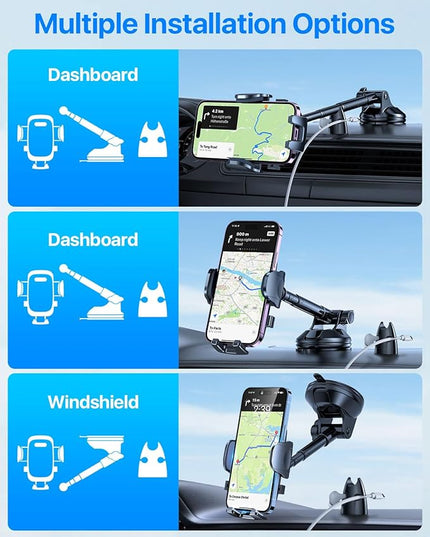 [2025 True Military-Grade] Car Phone Holder [Upgraded Strongest Suction & Clip] Cell Phone Mount for Dashboard Windshield Vent,Truck Cradle Stand for iPhone 16 Pro Max Samsung Android, Purple