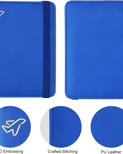 WALNEW Passport Holder for Travel, RFID Passport Cover Wallet for Women Men, PU Leather Passport Book Card Holder Case with Pen, Travelling Essentials for Flying