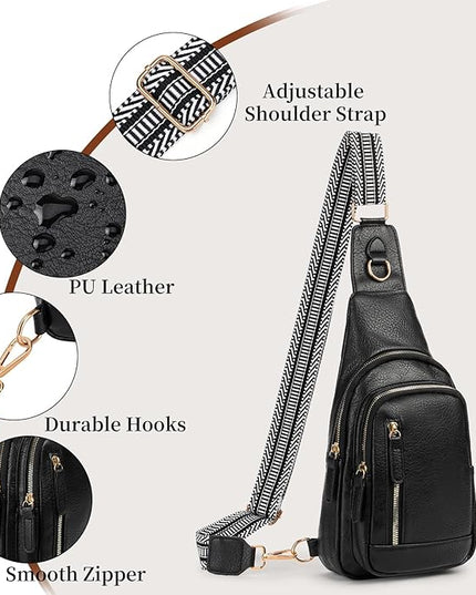 FALAN MULE Crossbody Bags for Women Trendy Leather Sling Chest Bag Fanny Packs for Women