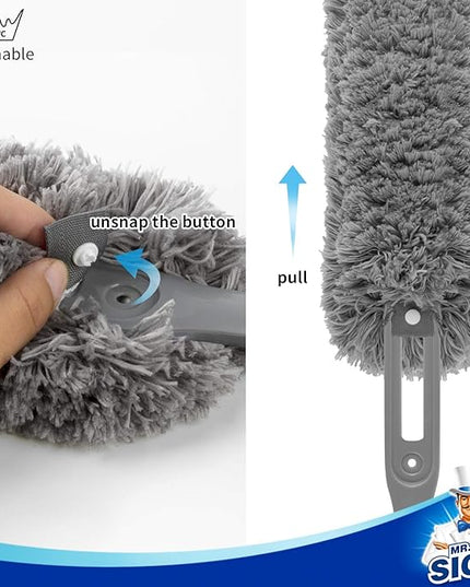 MR.SIGA Lint Free Microfiber Duster, Washable Duster for Household Cleaning Gray