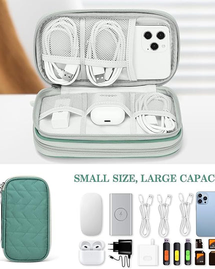 FYY Electronic Organizer, Travel Cable Organizer Bag Pouch Electronic Accessories Carry Case Portable Waterproof Double Layers All-in-One Storage Bag for Cable, Cord, Charger, Phone,-Pattern Green