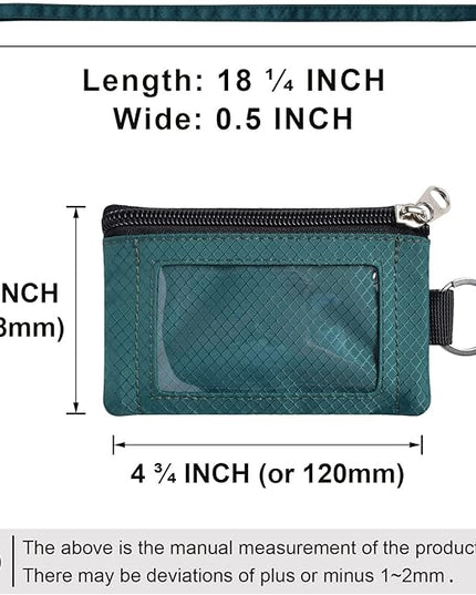 Minimalist RFID Blocking Small Wallet with ID Window,WaterResistant Zip Id Case Wallet with Lanyard Keychain for Cards,Cash,Travel,Women,Men