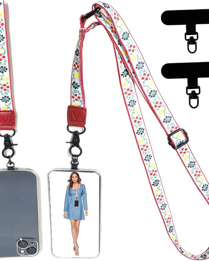 Adjustable Lanyard for Phone, Camera, Name Tags, ID card, Keychain and Wristlet Straps with 2 phone pads(Black)