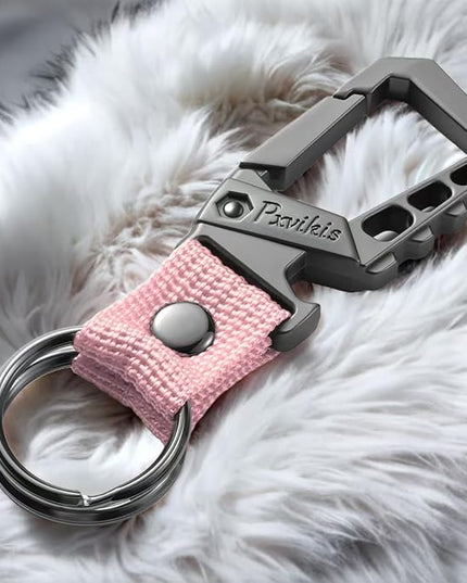 Metal heavy duty key chain carabiner clip bottle opener wrist lanyard ring car key fob unisex for men and women