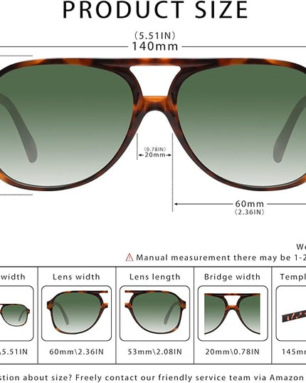 YDAOWKN Retro Aviator Sunglasses for Women Mens Large Frame Classic Vintage 70s Sun Glasses Aviators