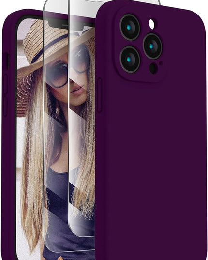 FireNova Designed for iPhone 13 Pro Case, Silicone Upgraded [Camera Protection] Phone Case with [2 Screen Protectors], Soft Anti-Scratch Microfiber Lining Inside, 6.1 inch, Wine Red