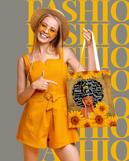 AUSVKAI Canvas Tote Bag for Women, Aesthetic Cute Grocery Grocery Reusable Cotton Gift Bag for Shooping Beach Trendy Gifts