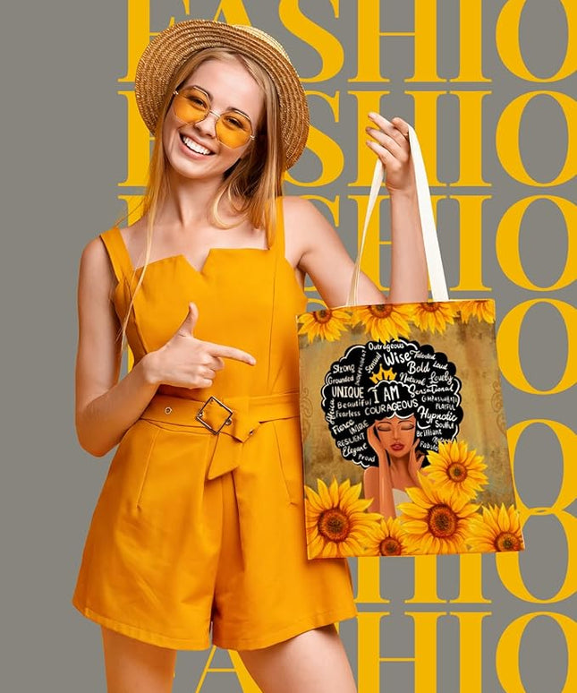 AUSVKAI Canvas Tote Bag for Women, Aesthetic Cute Grocery Grocery Reusable Cotton Gift Bag for Shooping Beach Trendy Gifts