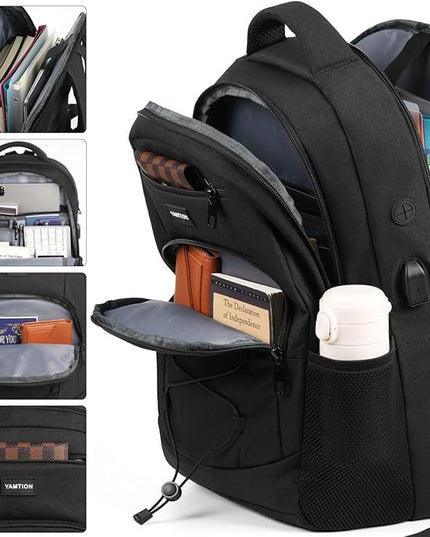 YAMTION 17.3 Inch School Backpack for Men and Women,College Bookbag Teens Laptop Backpack Schoolbag with USB Port for Students Work Business Office