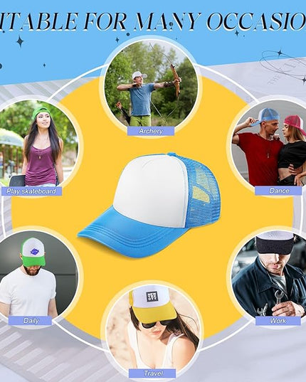 Hercicy 40 Pack Sublimation Blank Trucker Hat Bulk Baseball Cap Adjustable Mesh Unisex Polyester Hat Heat Transfer