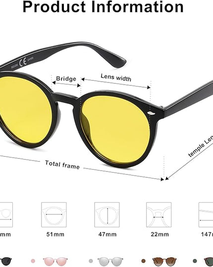 SOJOS Retro Round Polarized Sunglasses for Women Men Classic Vintage Sunnies SJ2069