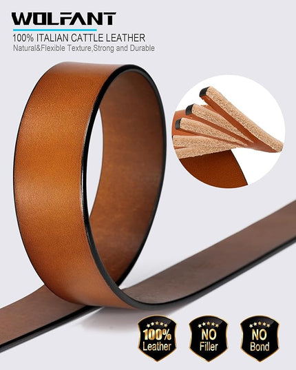 WOLFANT Thicken Full Grain Heavy Duty Belts for Men,100% Italian Real Solid Leather