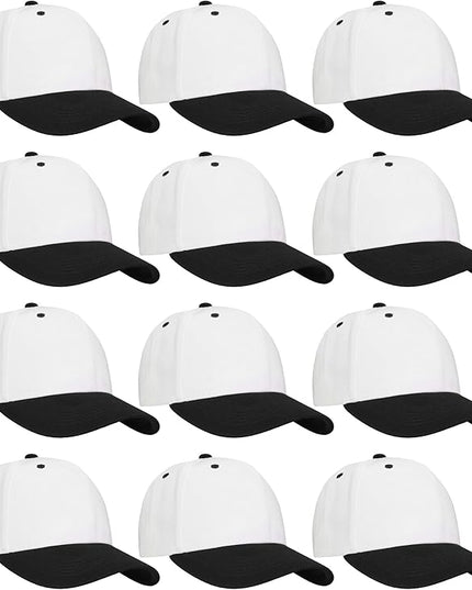 Falari Wholesale Bulk Lot 12-Pack Baseball Cap Adjustable Size Plain Blank Solid Color