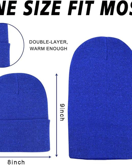 ZH 12-Pack Knitted Winter Beanie Hats for Men and Women, Warm and Cozy Cuffed Skull Caps, Bulk Purchase