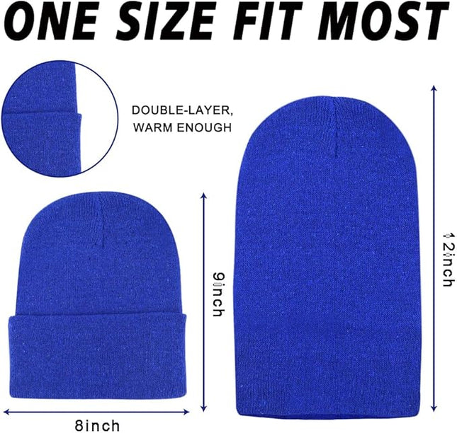 ZH 12-Pack Knitted Winter Beanie Hats for Men and Women, Warm and Cozy Cuffed Skull Caps, Bulk Purchase