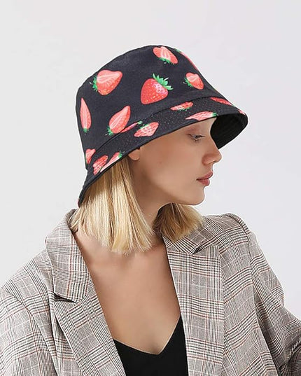 XYIYI Cute Bucket Hat Beach Fisherman Hats for Women, Reversible Double-Side-Wear