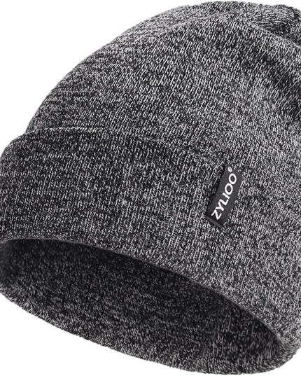 Zylioo Oversize Beanie Hats, XXL Big Size Ribbed Knit Cuffed Winter Hat for Cold Weather, Warm Skull Watch Cap