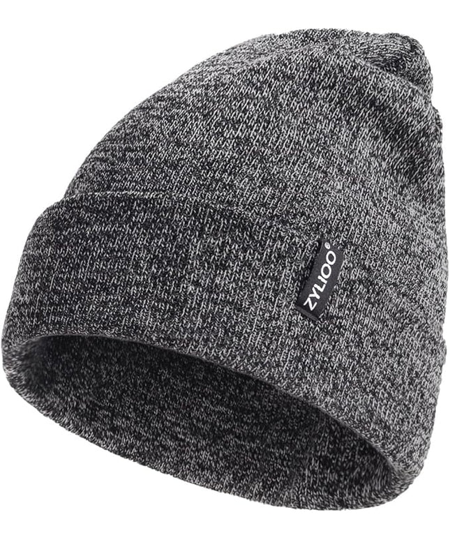 Zylioo Oversize Beanie Hats, XXL Big Size Ribbed Knit Cuffed Winter Hat for Cold Weather, Warm Skull Watch Cap