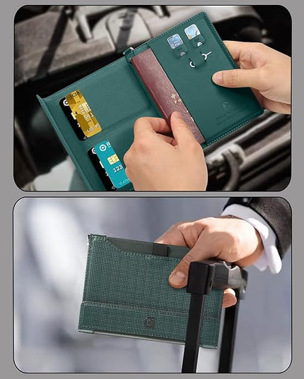 Passport Holder for Travel Essentials, RFID Blocking PU Leather Passport Wallet Cover Card holder Case Passport Book Holders for Women and Men, Dark Green