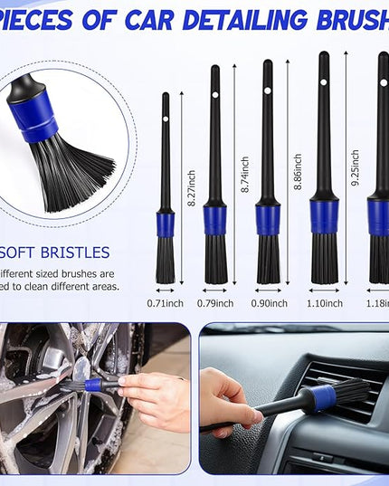 16 Pcs Windshield Cleaner Tool, Car Cleaning Kit with Various Detailing Brushes Set Spray Bottle Cleaner Towel Cleaning Gel Accessories Car Interior Detailing Kit for Windows Vents(Blue)