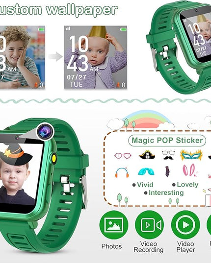 Phyulls Smart Watch for Kids with 39 Puzzle Games, Camera, Video Recorder, Music, Alarm, Calculator, Calendar, Flashlight, Pedometer - Birthday Gift for 3-12 Year Old Boys & Girls