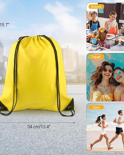 KUUQA 25Pcs Yellow Drawstring Bags - String Backpacks for Gym, Sport, Traveling