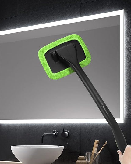 Car Windshield Cleaning Tool, Windshield Cleaner with 4 Washable and Reusable Microfiber Pads and Extendable Handle, for Auto Glass Wiper