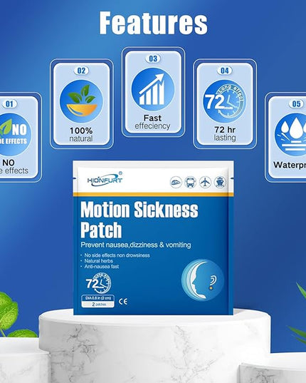16ct Motion Sickness Patches – Sea Sickness Patches for Cruise, Car, Airplane, and Other Travel – Non-Drowsy, Effective, Lasts 72 Hours
