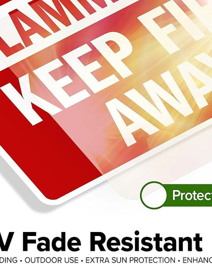 Flammable Keep Fire Away Sign, 10x7 Inches, 4 Mil Vinyl Decal Stickers Weather Resistant, Made in USA by My Sign Center