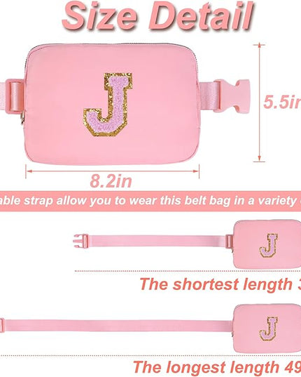 Uygafly Personalized Belt Bag for Women Girls - Fashion Mini Waist Packs with Adjustable Strap - Trendy Travel Fanny Pack Crossbody Bags with Initial Letter - Teen Gifts | Peach,J